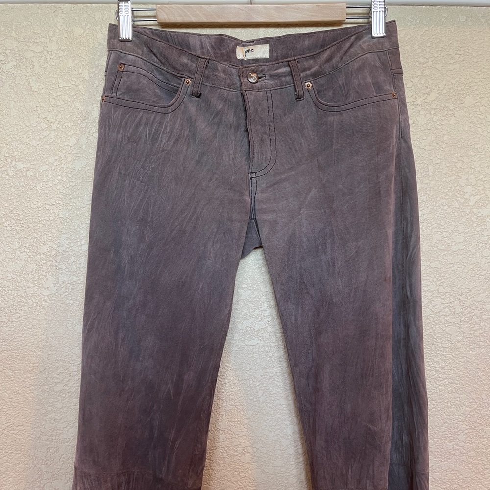 June super soft suede flare pants. Zip to button closure.